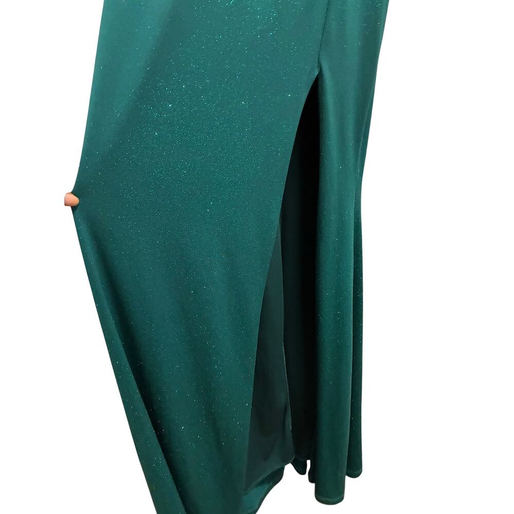 CEFIAN Emerald Green Glitter Corset Dress Mesh Bodice Size Medium Party Prom - Picture 4 of 4